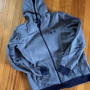 Under Armour Heather navy mini stripe Zip Hoodie with Navy Accents